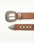 Midnight Ranger Leather Belt In Calfskin - Saddle Brown