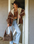 Lw Large Purse In Brunette Leather