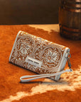Handtooled Drover Wallet - Ivory Dust
