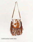 Mojave Tassle Bag - Brown & White Cowhide