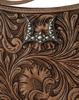Handtooled Dannia Large Purse - Saddle Brown