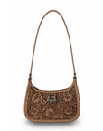 Handtooled Dannia Large Purse - Saddle Brown