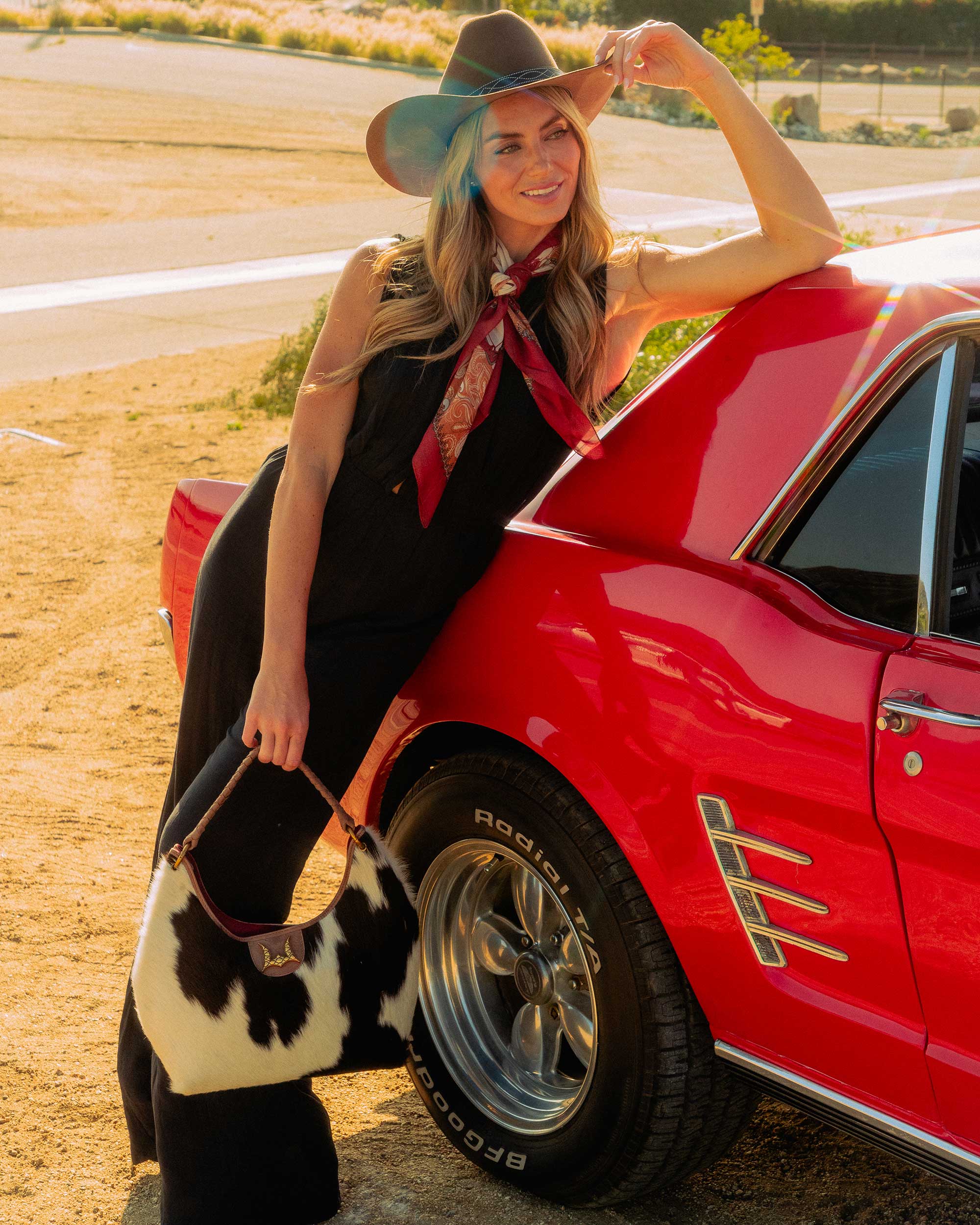 LW Medium Purse - Black &amp; White Cowhide