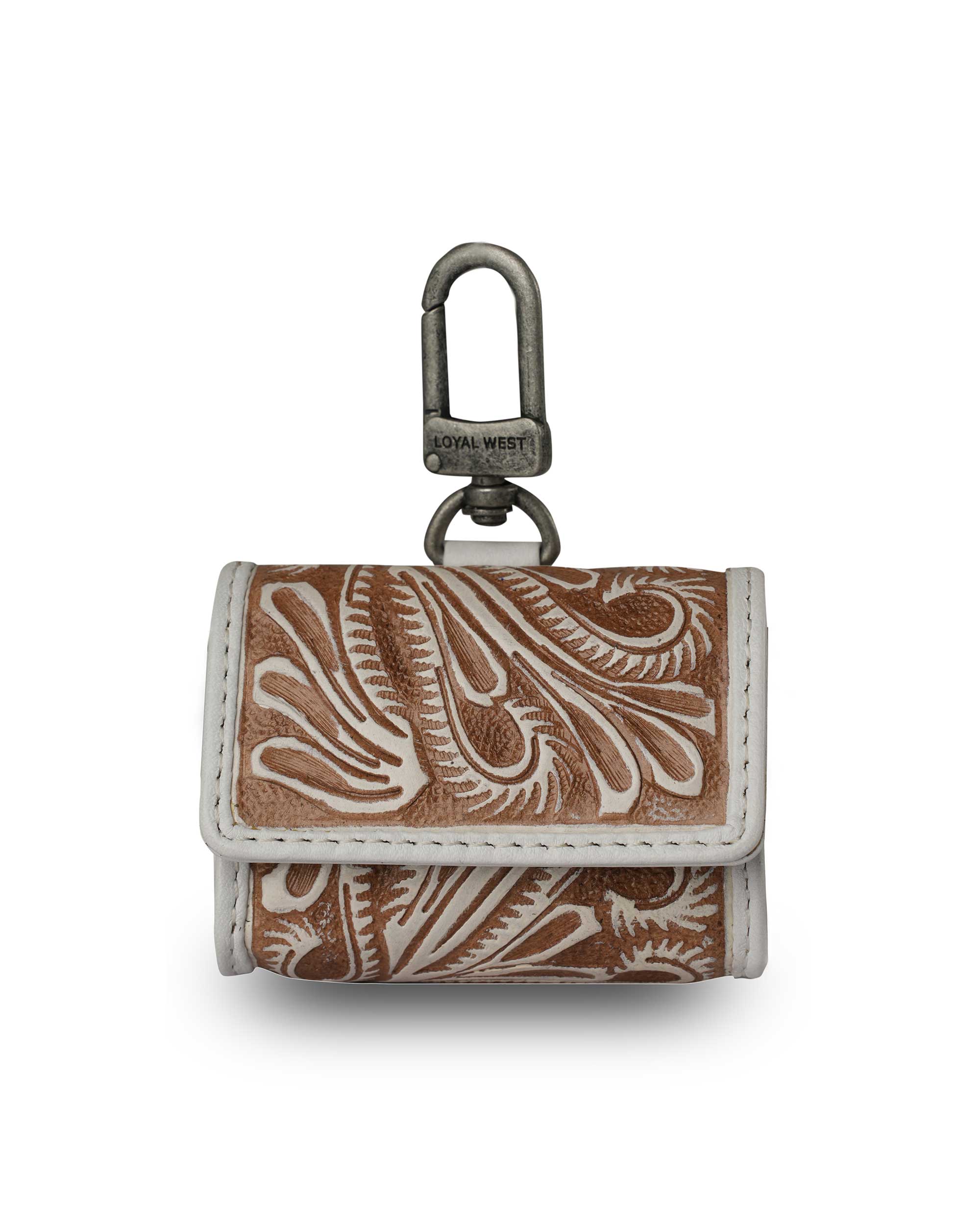 Handtooled Gloriana Clip-On Bag Charm - Ivory Dust