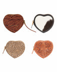 Cupid Coin Pouch In Hand Finished Embossed Leather - Brown