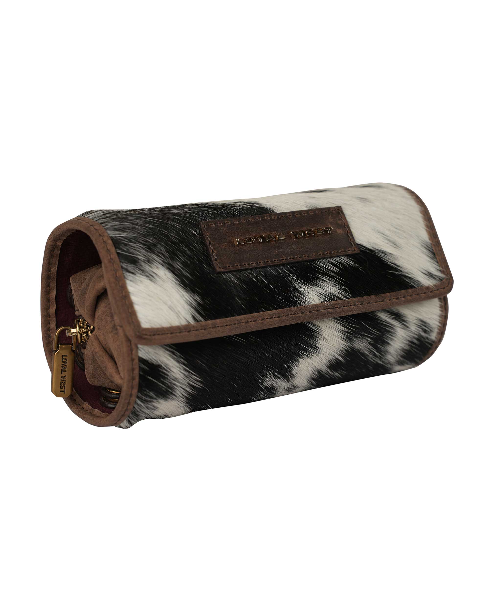 Canyon Jewellery Case - Black &amp; White Cowhide