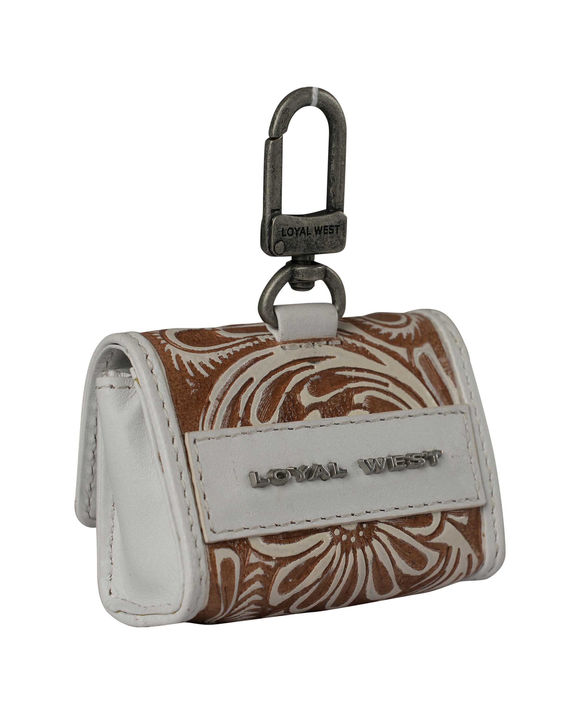 Handtooled Gloriana Clip-On Bag Charm - Ivory Dust