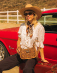 Handtooled Dannia Large Purse - Saddle Brown