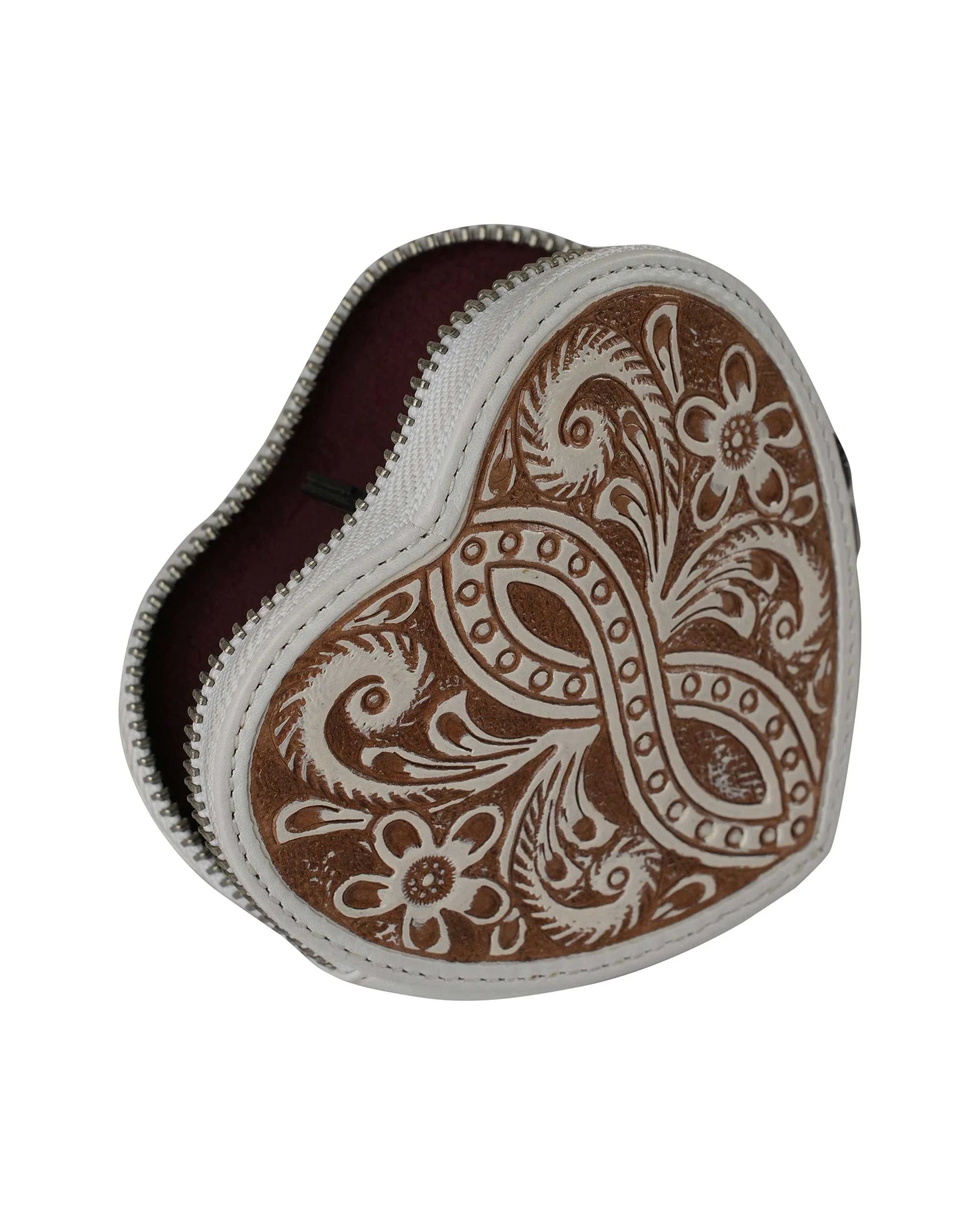 HandTooled Cupid Coin Pouch – Ivory Dust