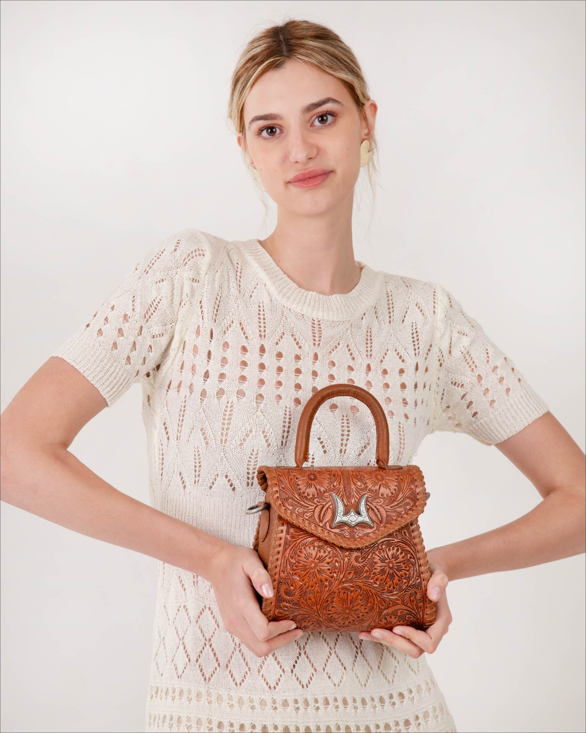 Leon Mini Handle Purse - Brown