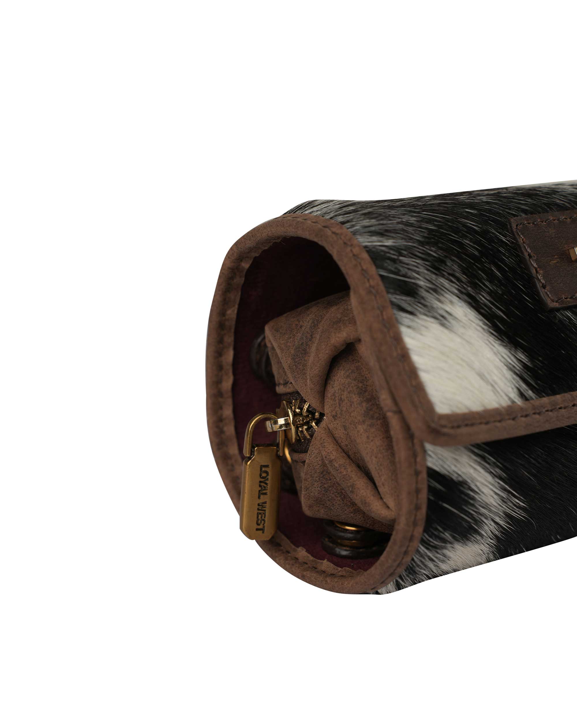 Canyon Jewellery Case - Black &amp; White Cowhide
