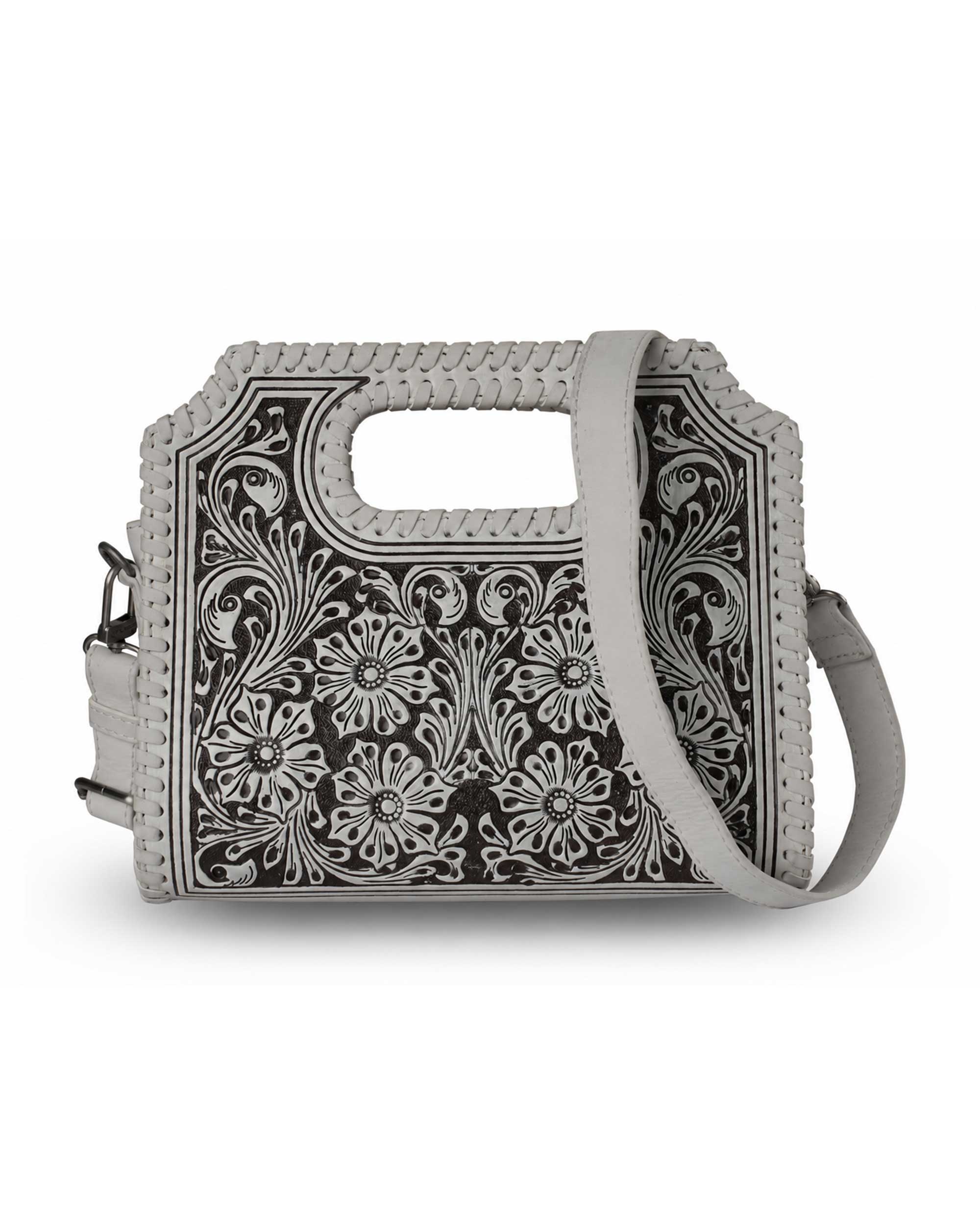 Handtooled Alma Medium Handbag - Ivory Dust