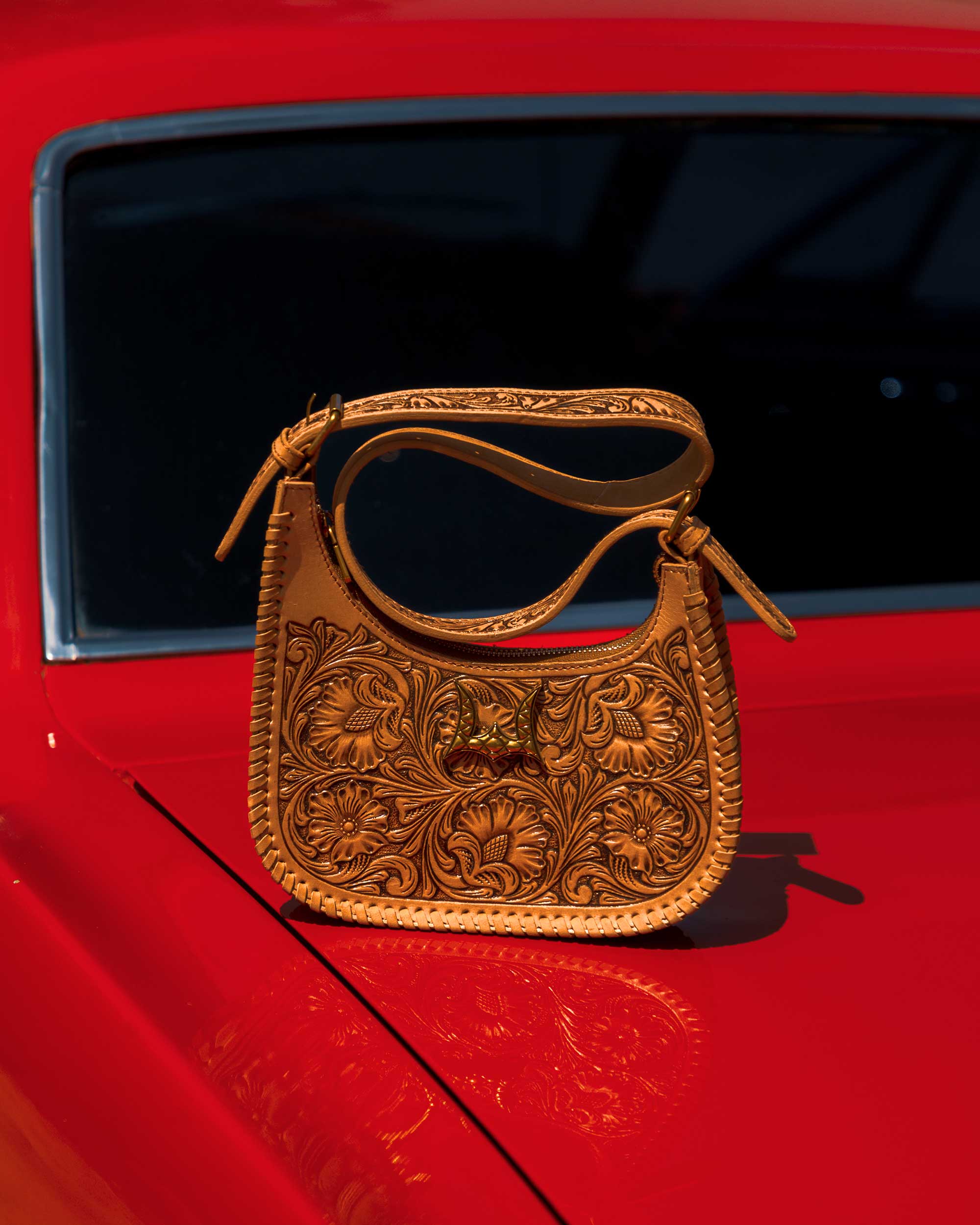 Handtooled Dannia Medium Purse - Slant Form