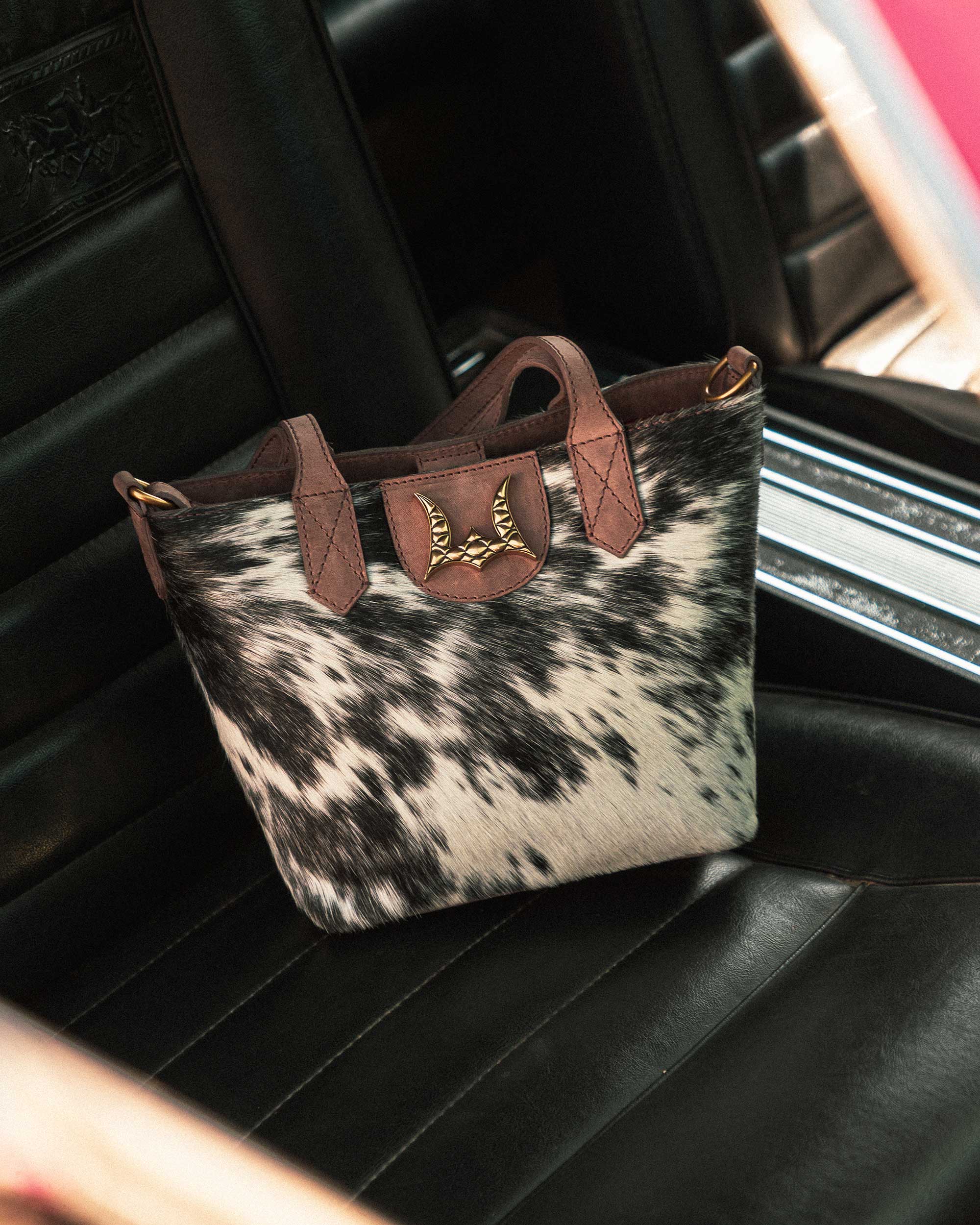 Dakota Medium CrossBody - Black &amp; White Cowhide
