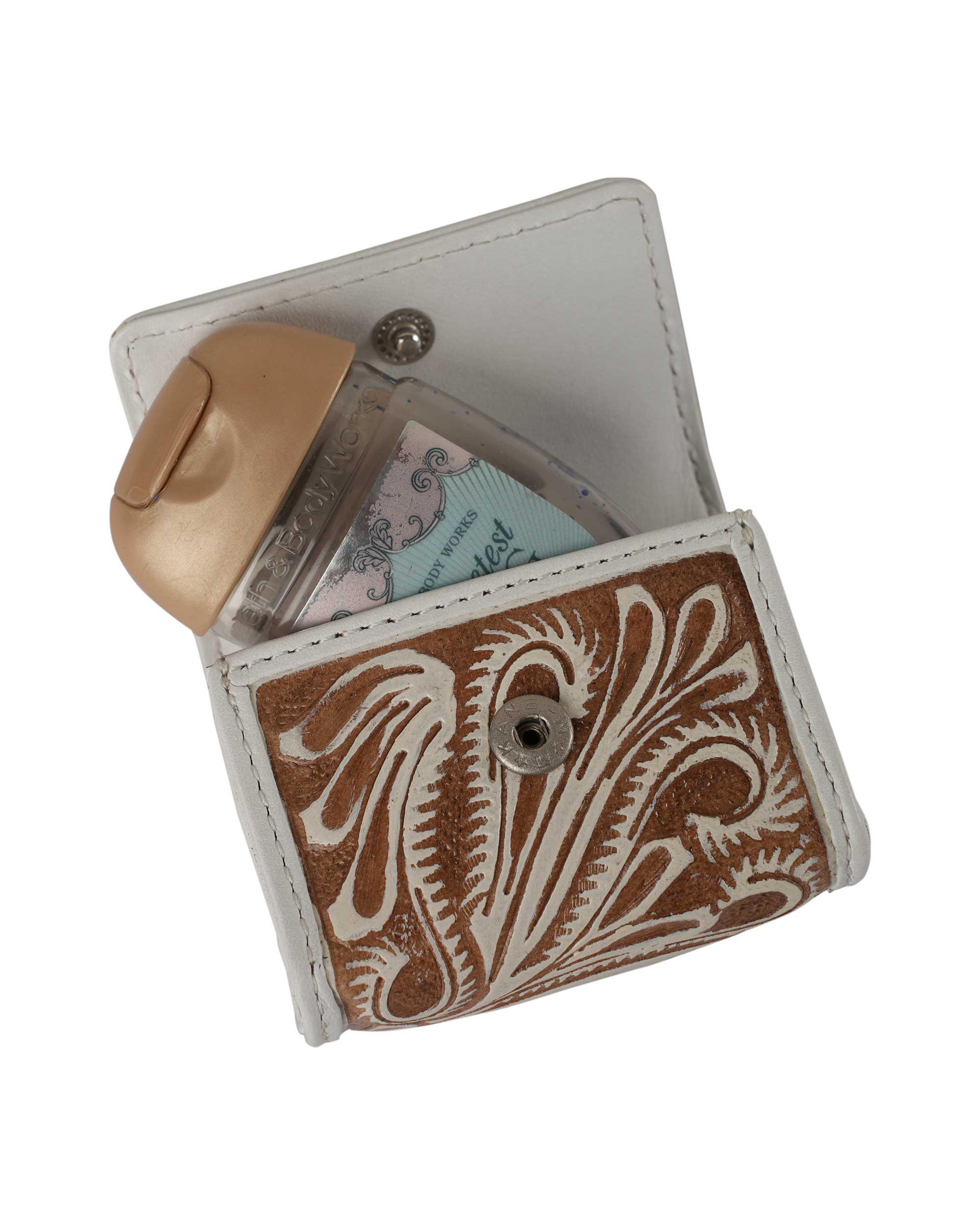 Handtooled Gloriana Clip-On Bag Charm - Ivory Dust