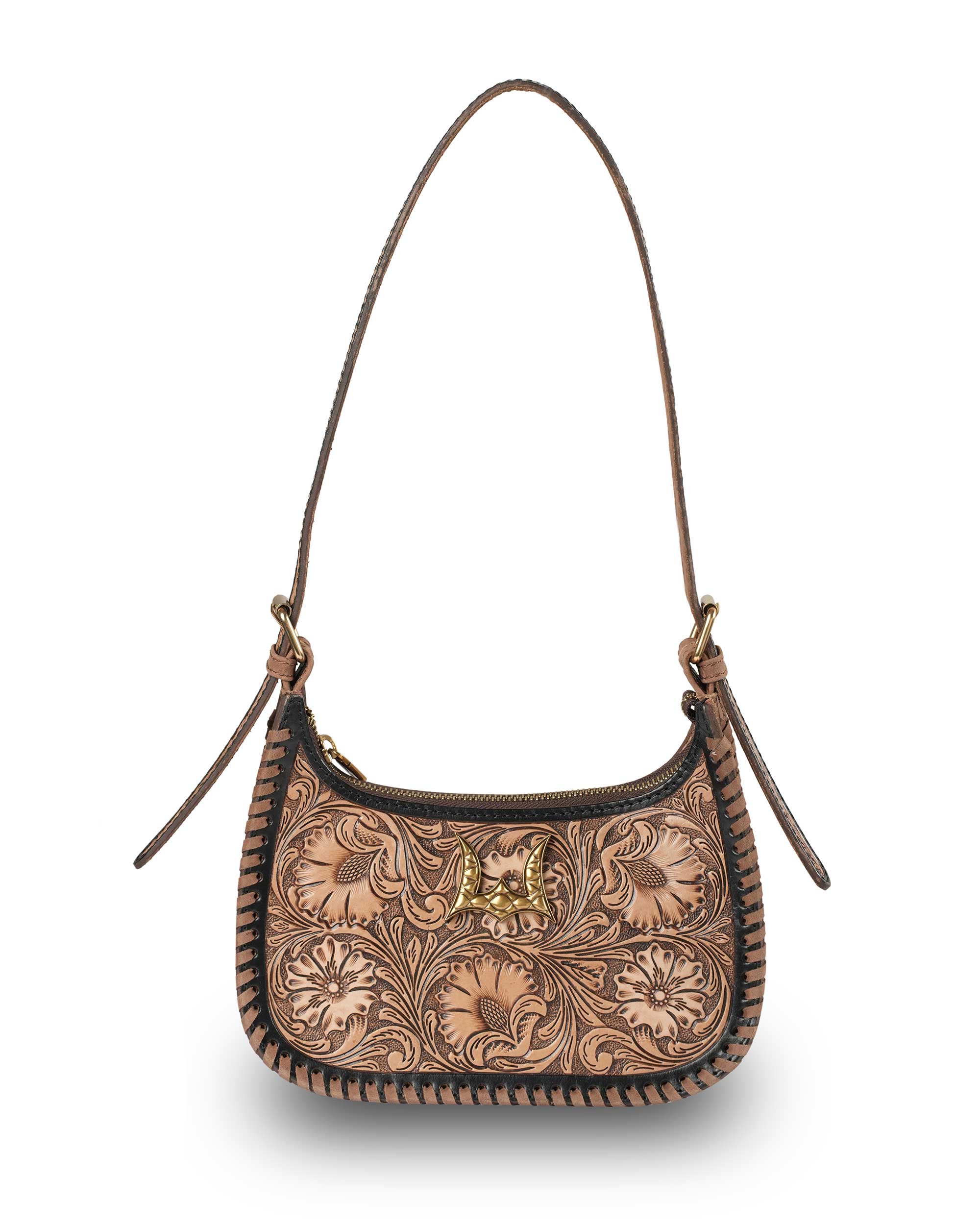 Handtooled Dannia Medium Purse - Distressed Brown