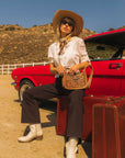 Handtooled Dannia Large Purse - Saddle Brown