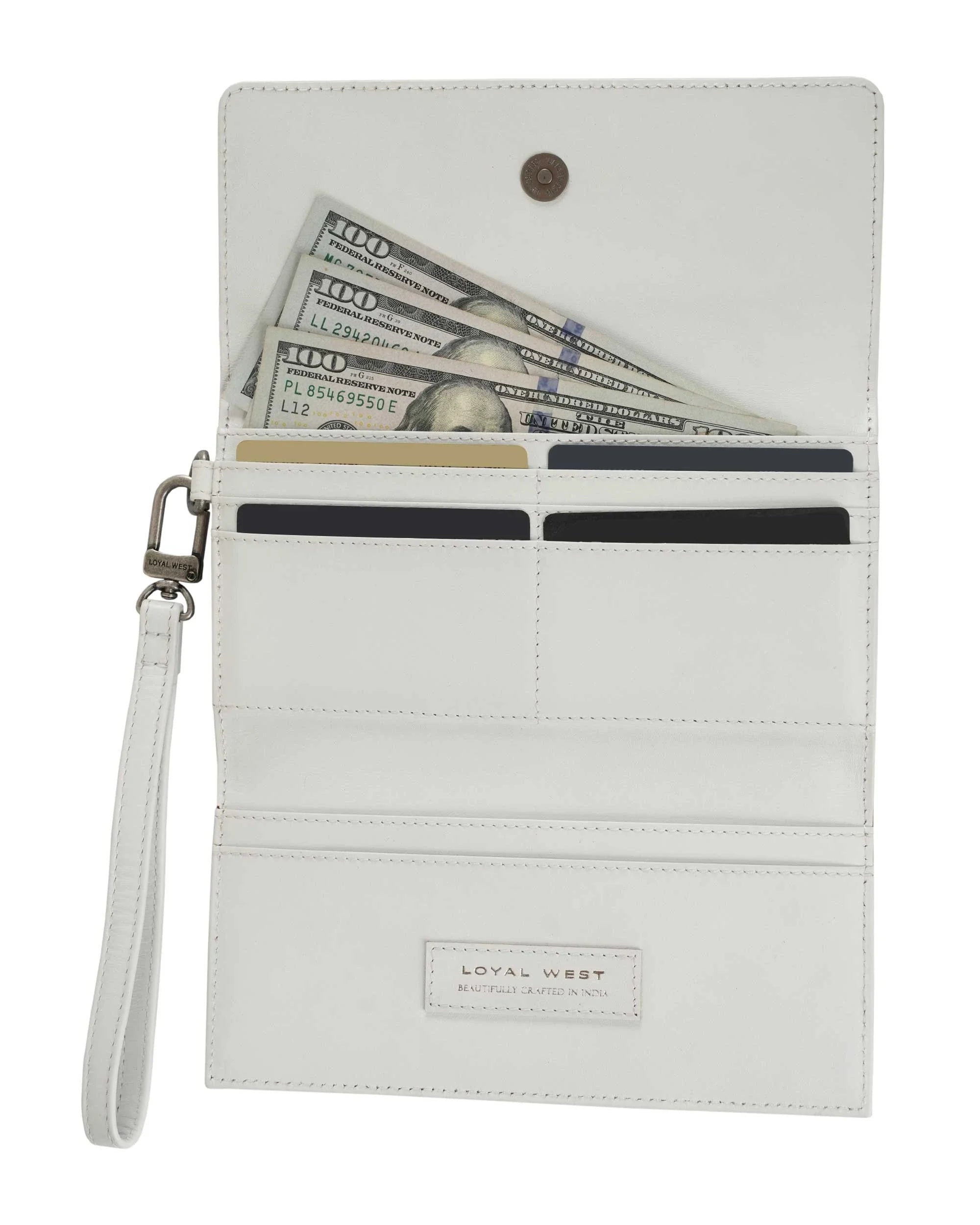 Handtooled Drover Wallet - Ivory Dust