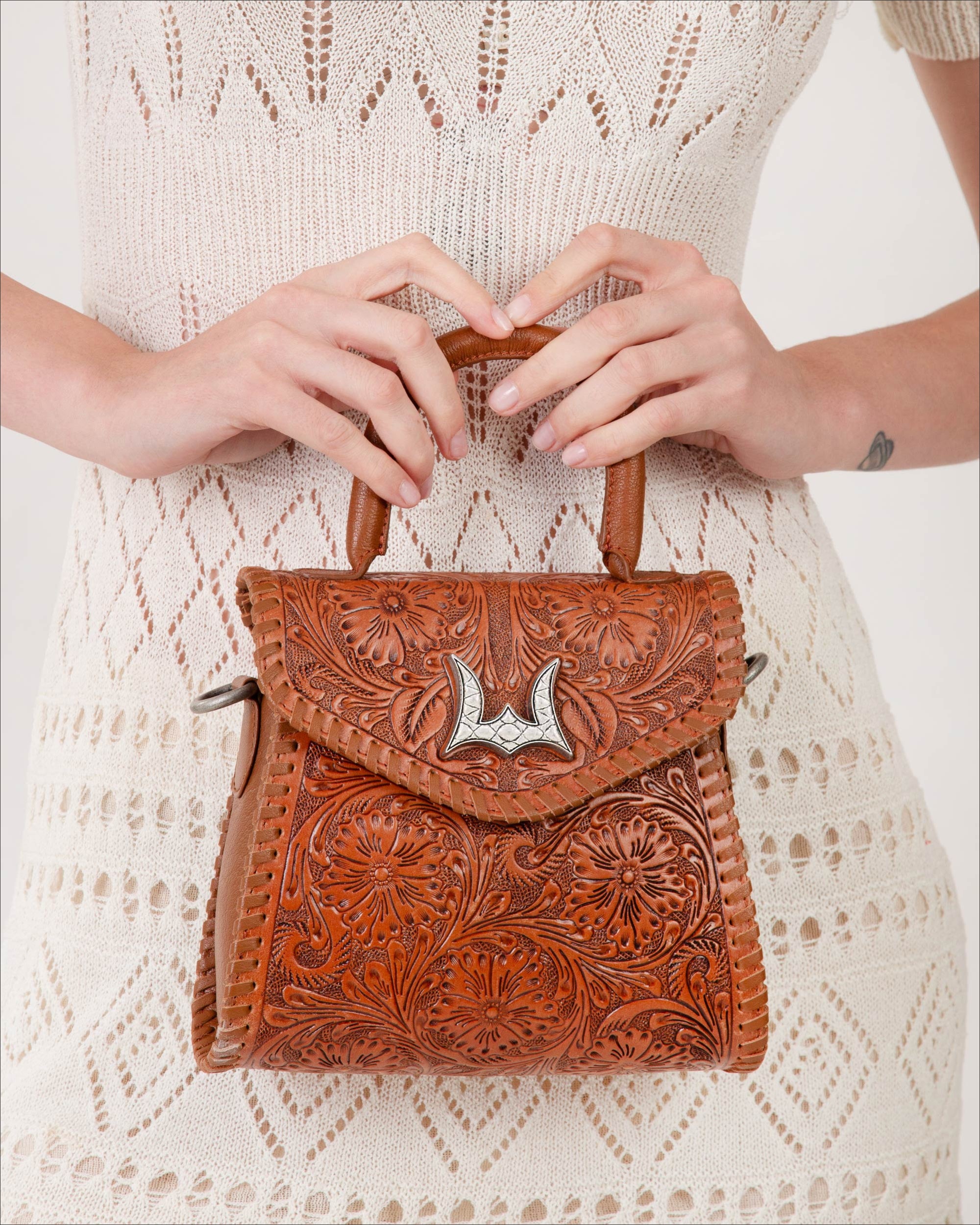 Leon Mini Handle Purse - Brown