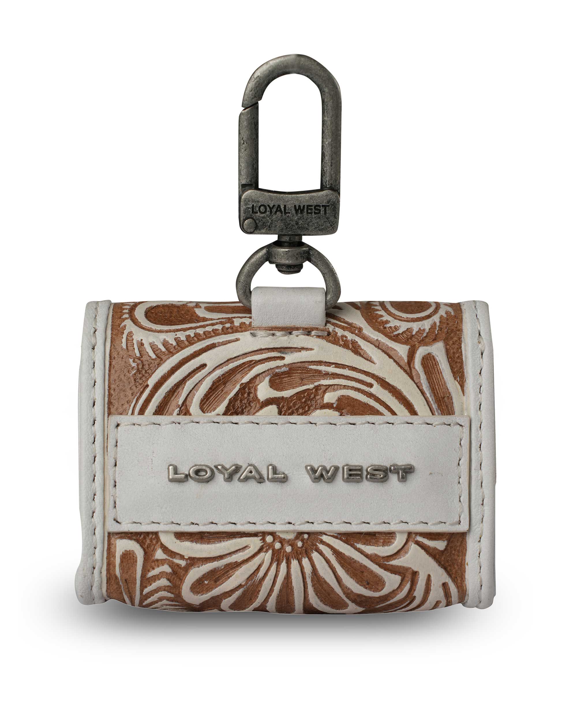 Handtooled Gloriana Clip-On Bag Charm - Ivory Dust