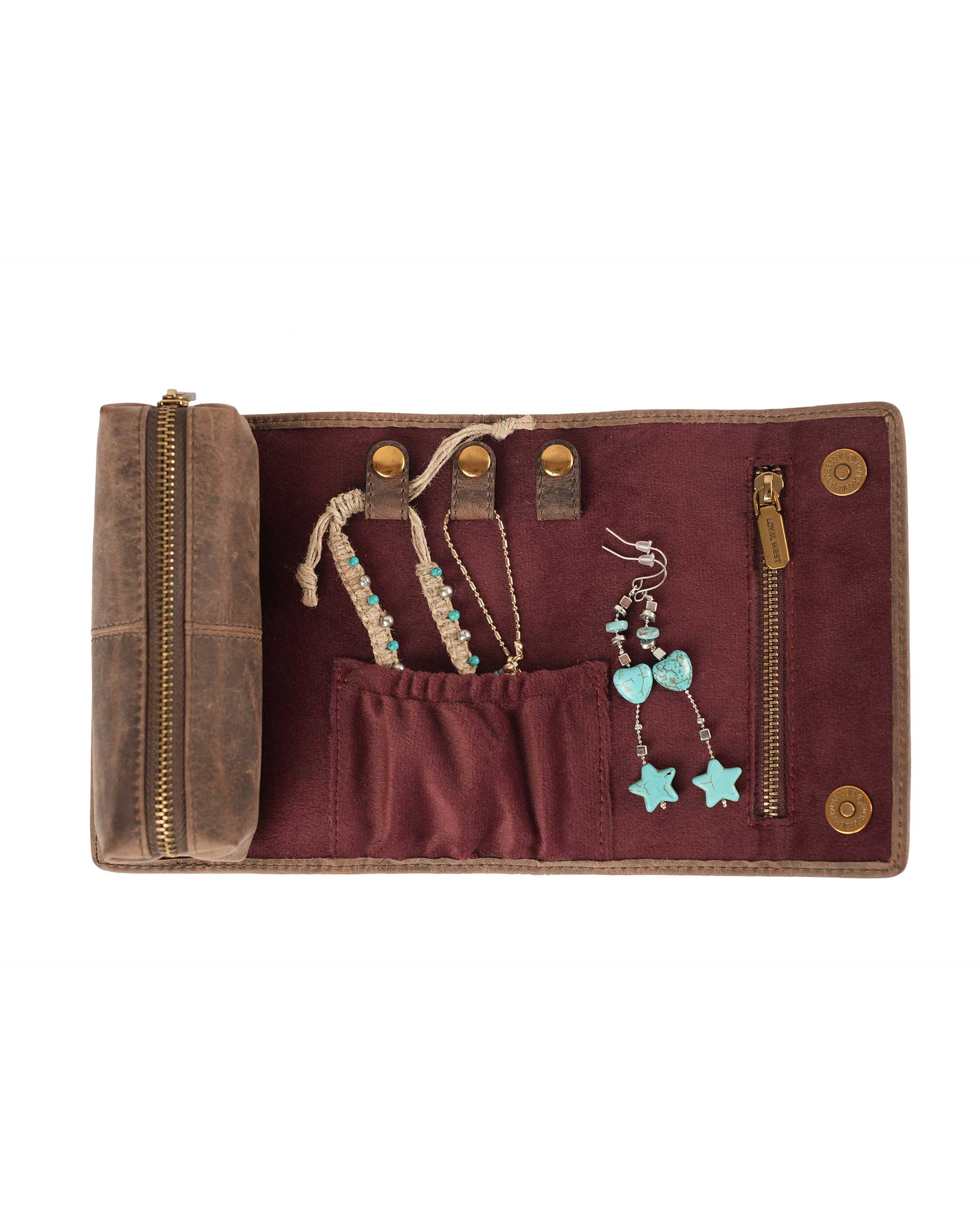 Canyon Jewellery Case - Black &amp; White Cowhide