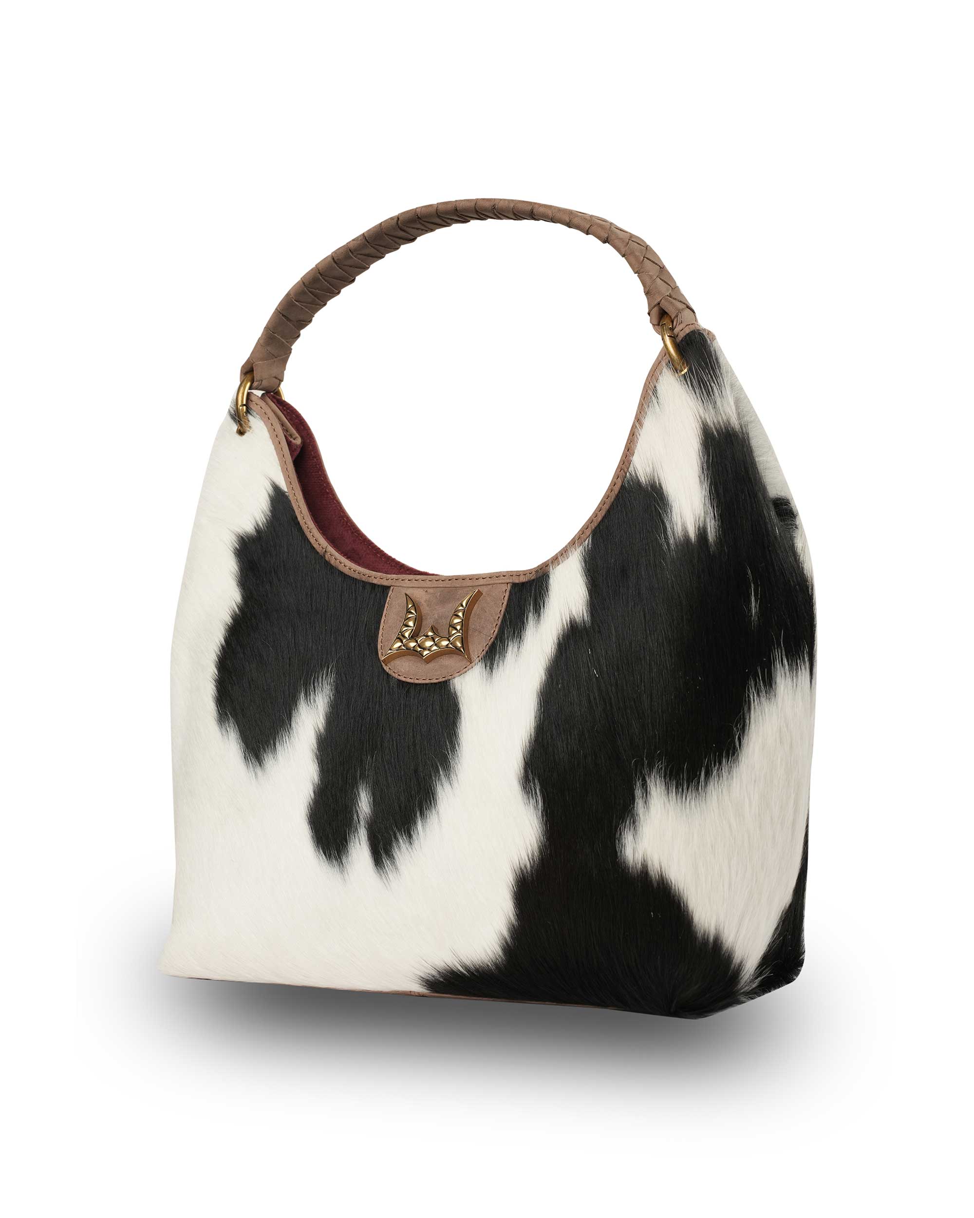 LW Medium Purse - Black &amp; White Cowhide