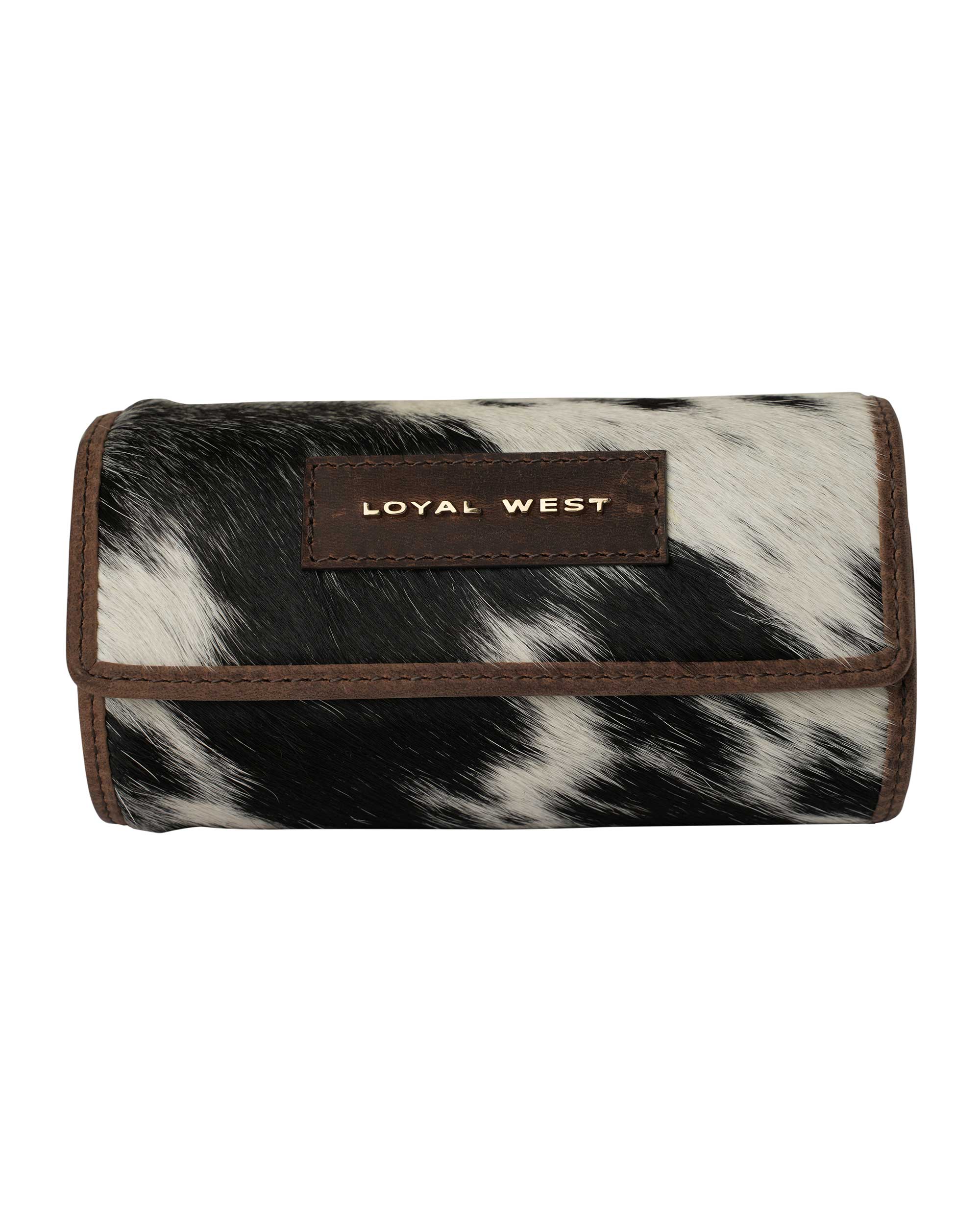 Canyon Jewellery Case - Black &amp; White Cowhide
