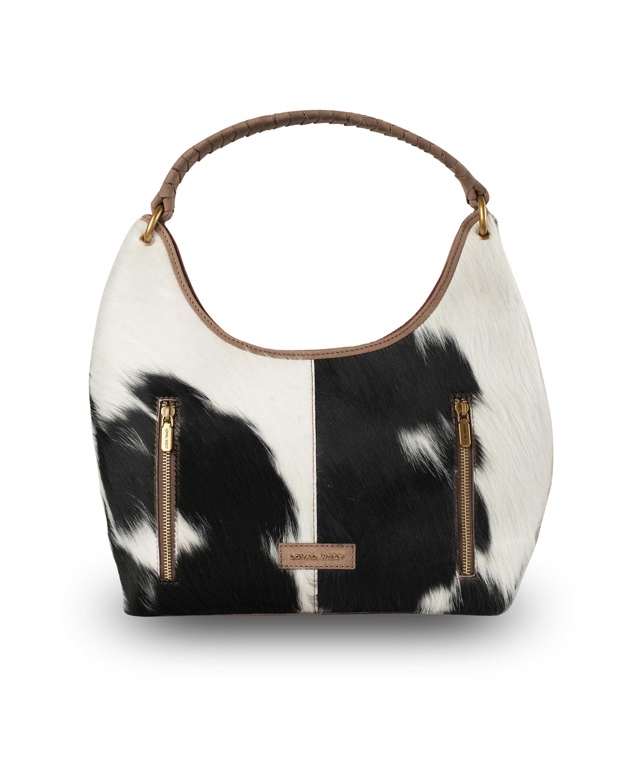 LW Medium Purse - Black &amp; White Cowhide