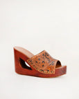 Desert Wanderer Sandals - Dark Brown Handtooled Leather