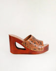 Desert Wanderer Sandals - Dark Brown Handtooled Leather