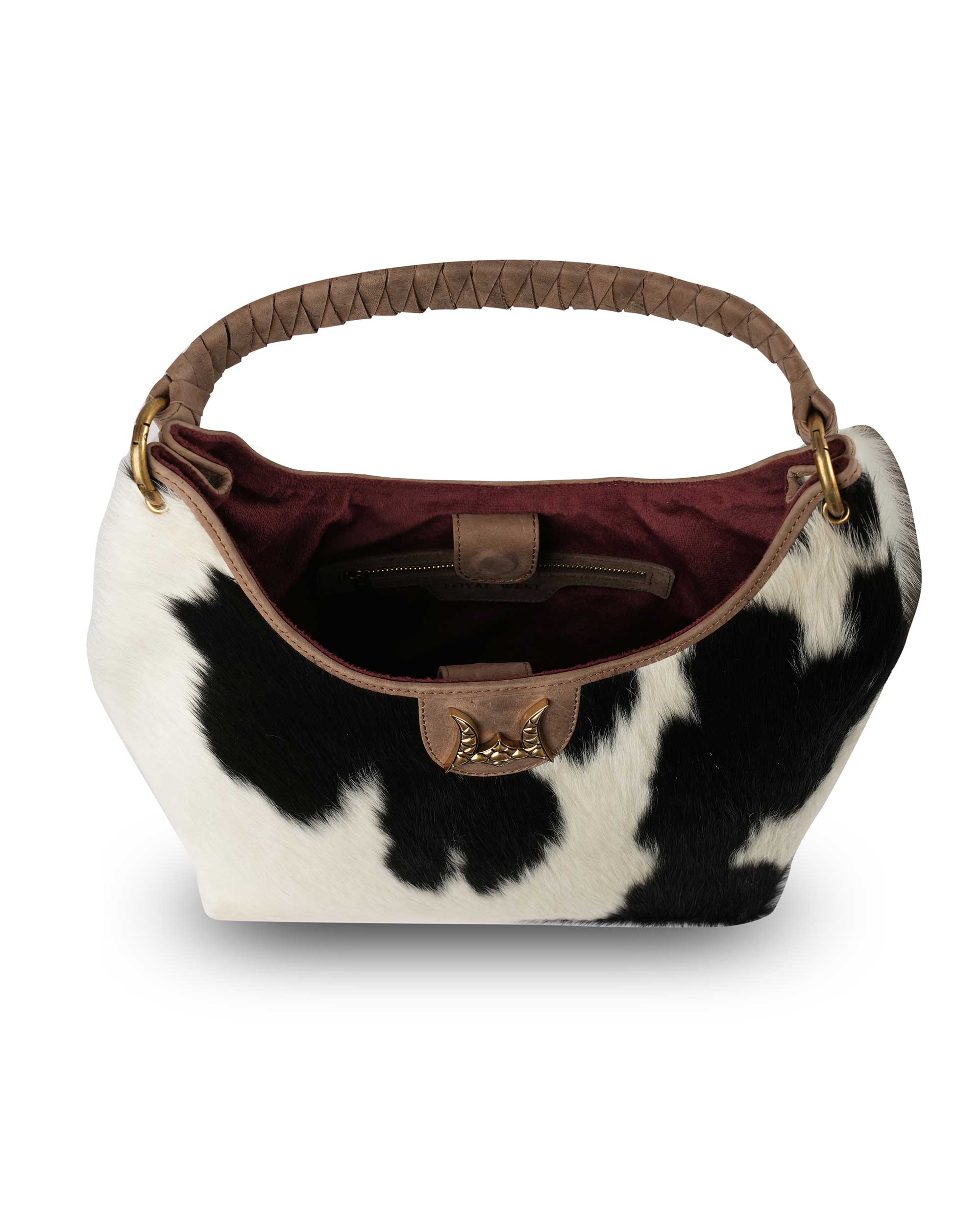 LW Medium Purse - Black &amp; White Cowhide