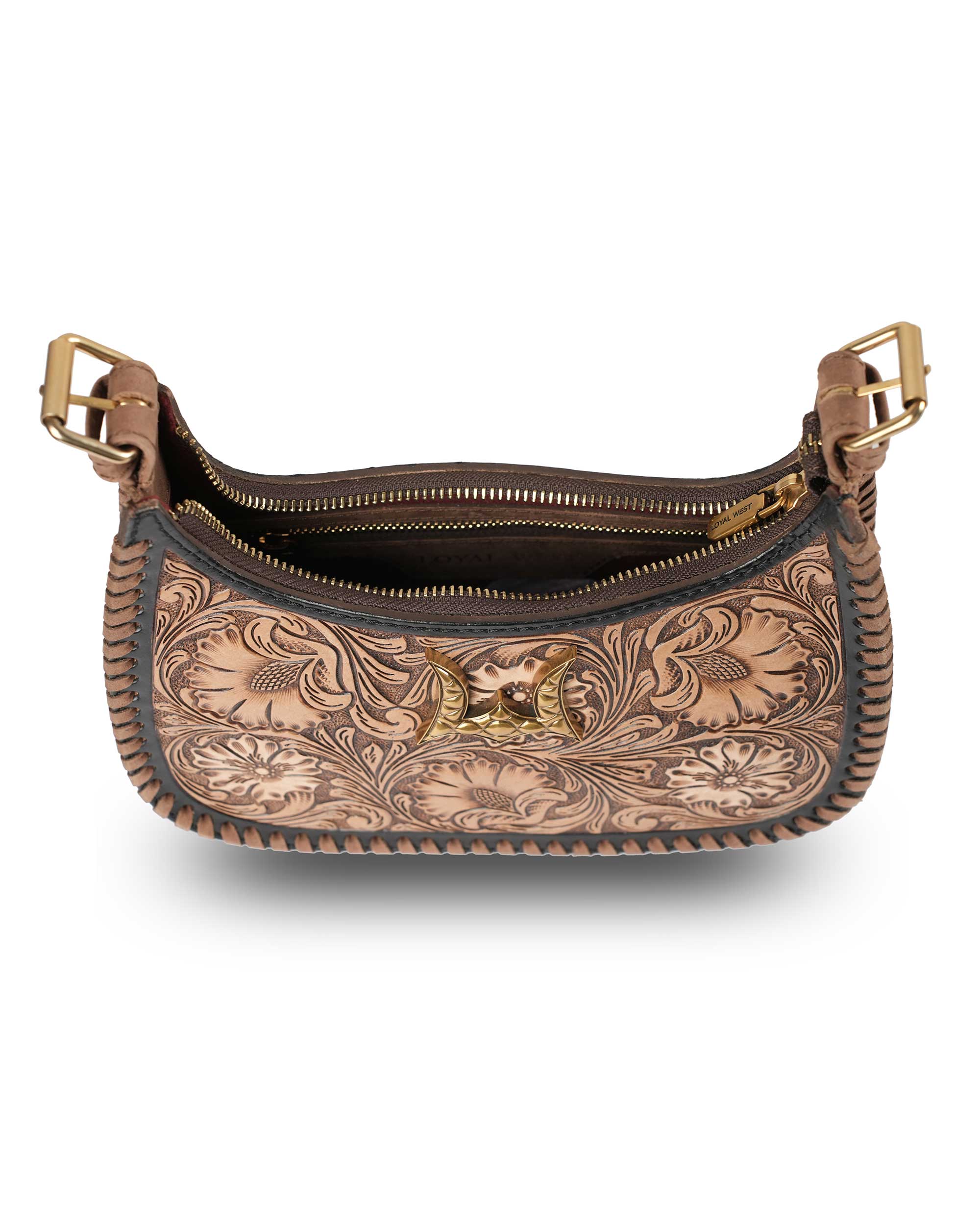 Handtooled Dannia Medium Purse - Distressed Brown