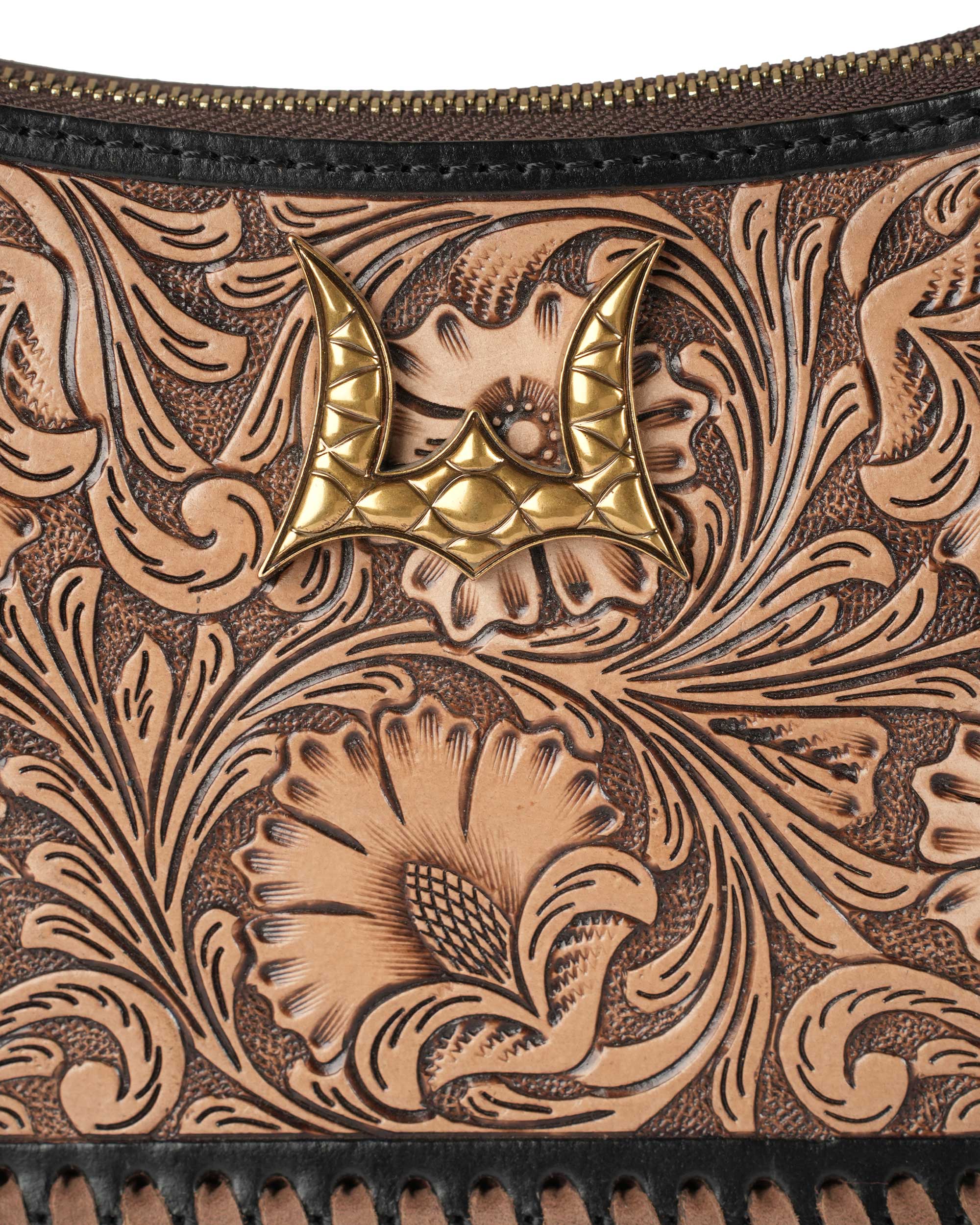 Handtooled Dannia Medium Purse - Distressed Brown