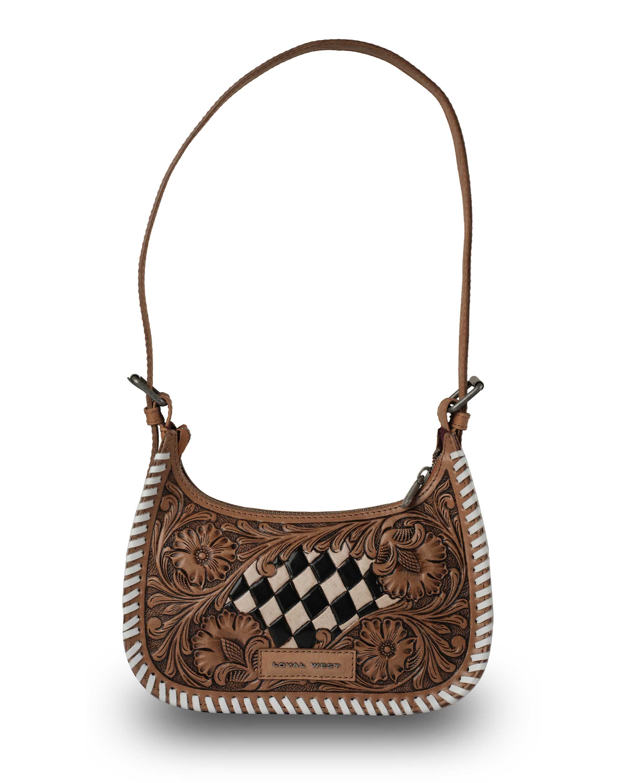 HANDTOOLED DANNIA MEDIUM PURSE – CHECKERED EDITION