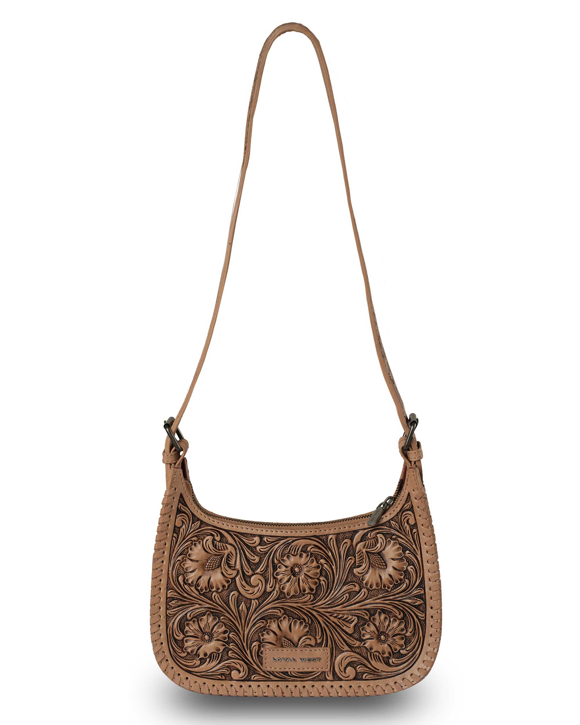 Handtooled Dannia Large Purse - Saddle Brown