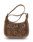 Handtooled Dannia Large Purse - Saddle Brown