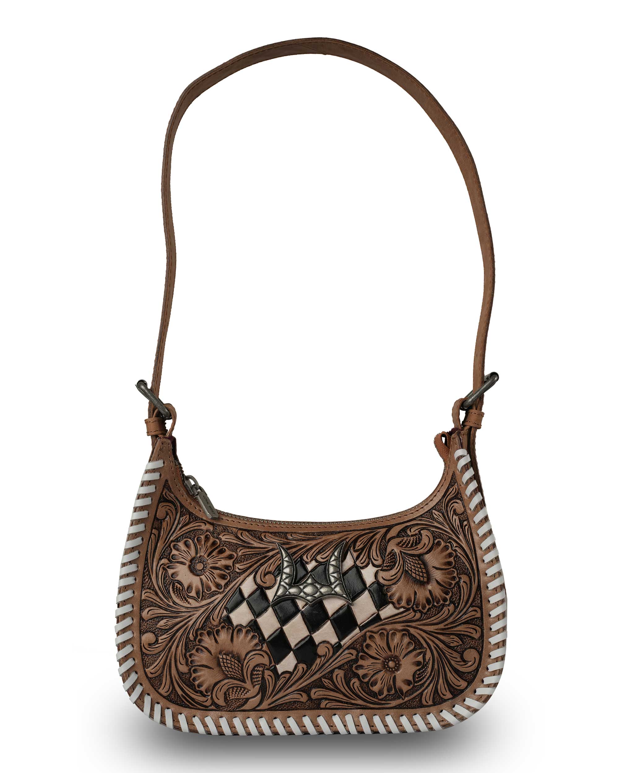 HANDTOOLED DANNIA MEDIUM PURSE – CHECKERED EDITION