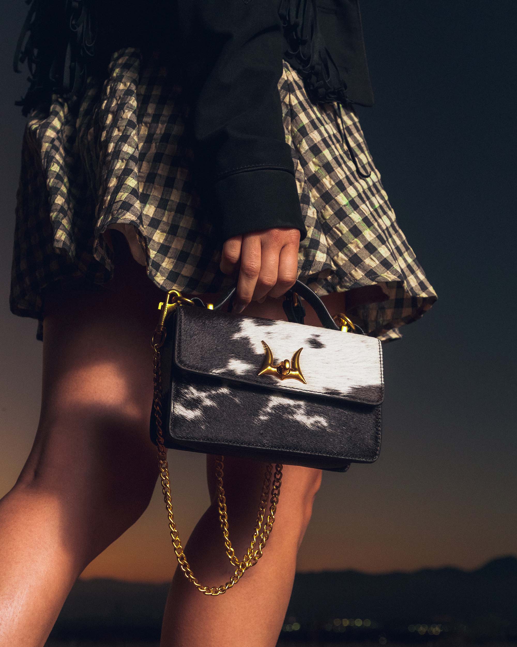 Valencia Leather Bag - Black &amp; White Cowhide