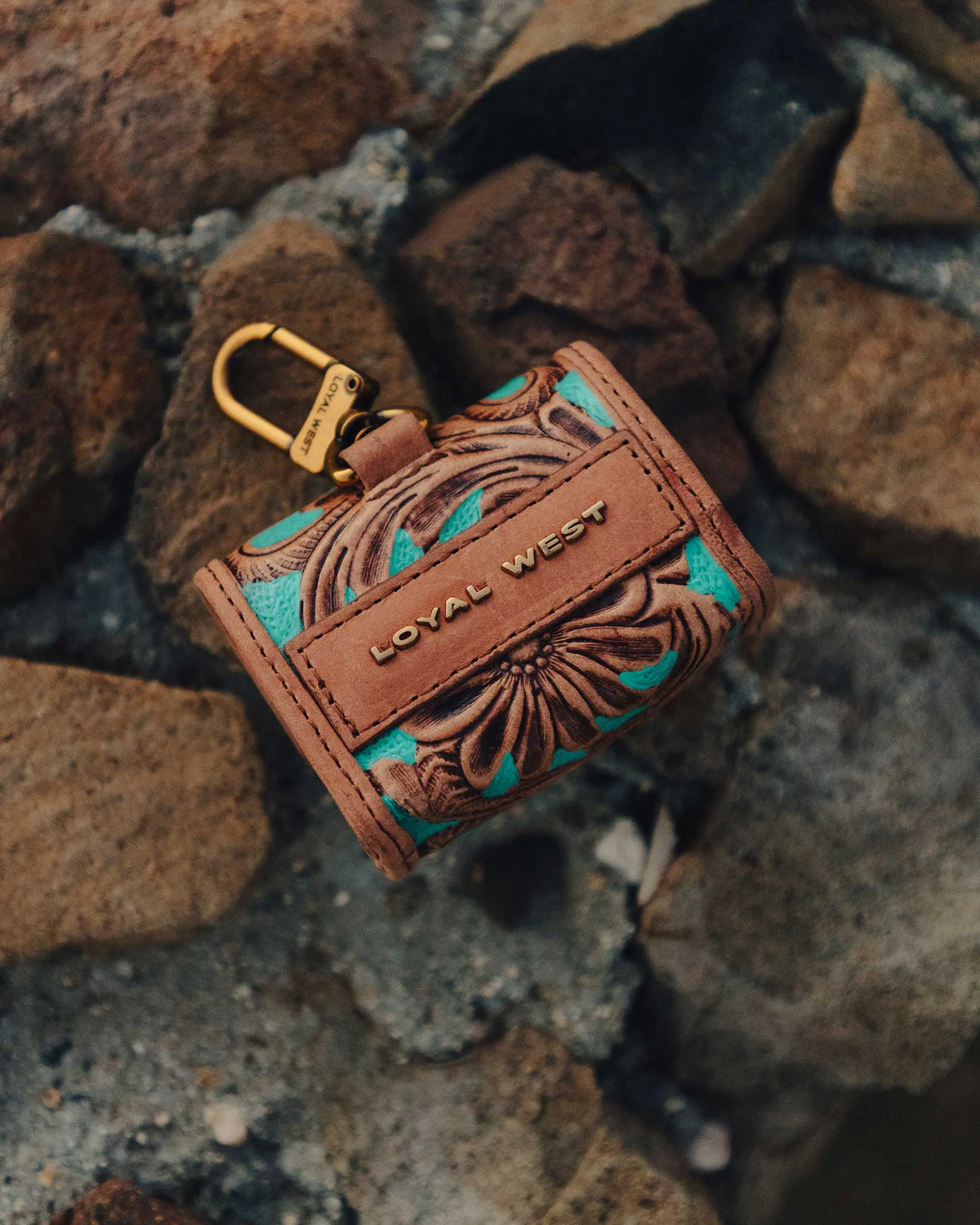 Handtooled Gloriana Clip On Bag Charm - Whiskey &amp; Water
