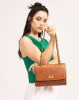 Savi Small Embossed Leather Bag - Amber Glow