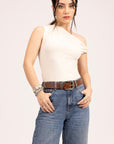 Sophia Belt - Brown Floral Leather