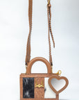 Leon Mini Handle Purse In Handtooled Leather & Black And White Cowhide