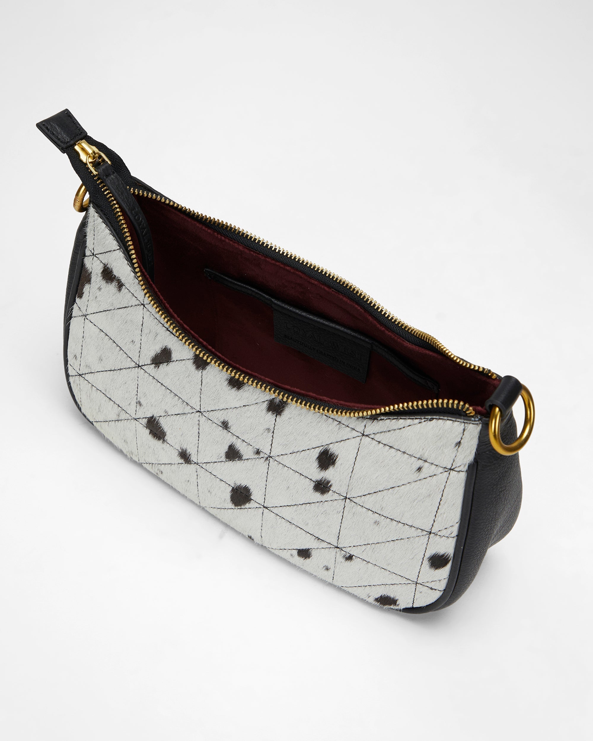 Joe Quilted Nappa Leather Bag - Black &amp; White Cowhide