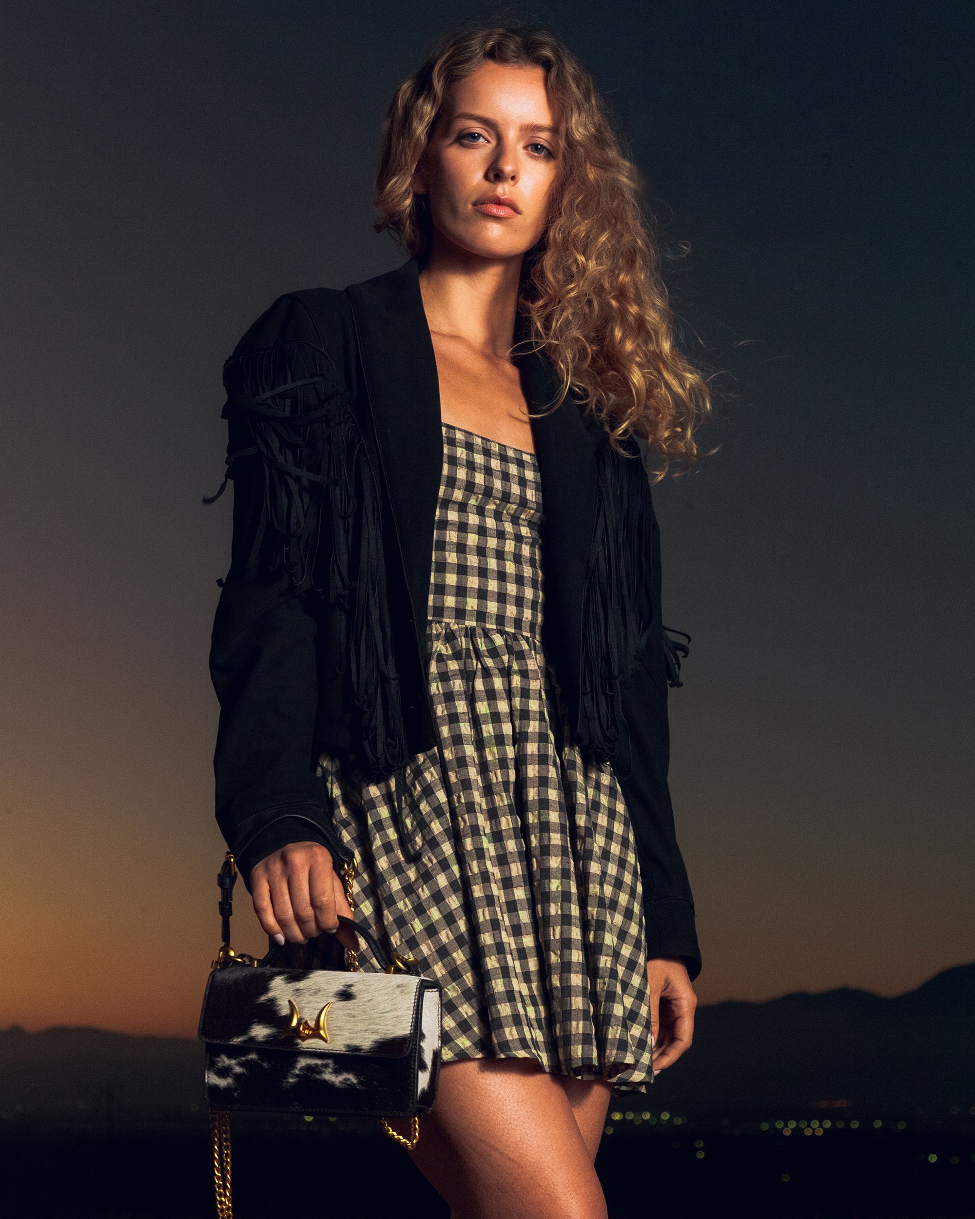 Valencia Leather Bag - Black &amp; White Cowhide