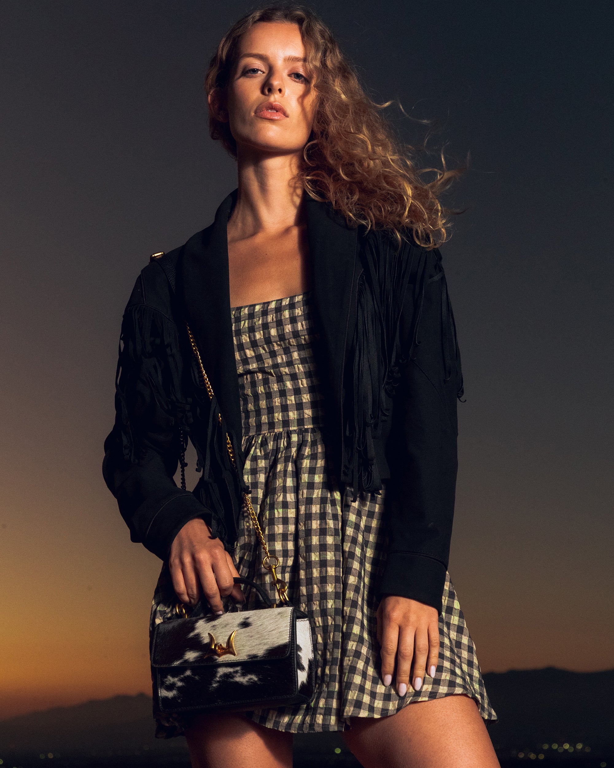 Valencia Leather Bag - Black &amp; White Cowhide