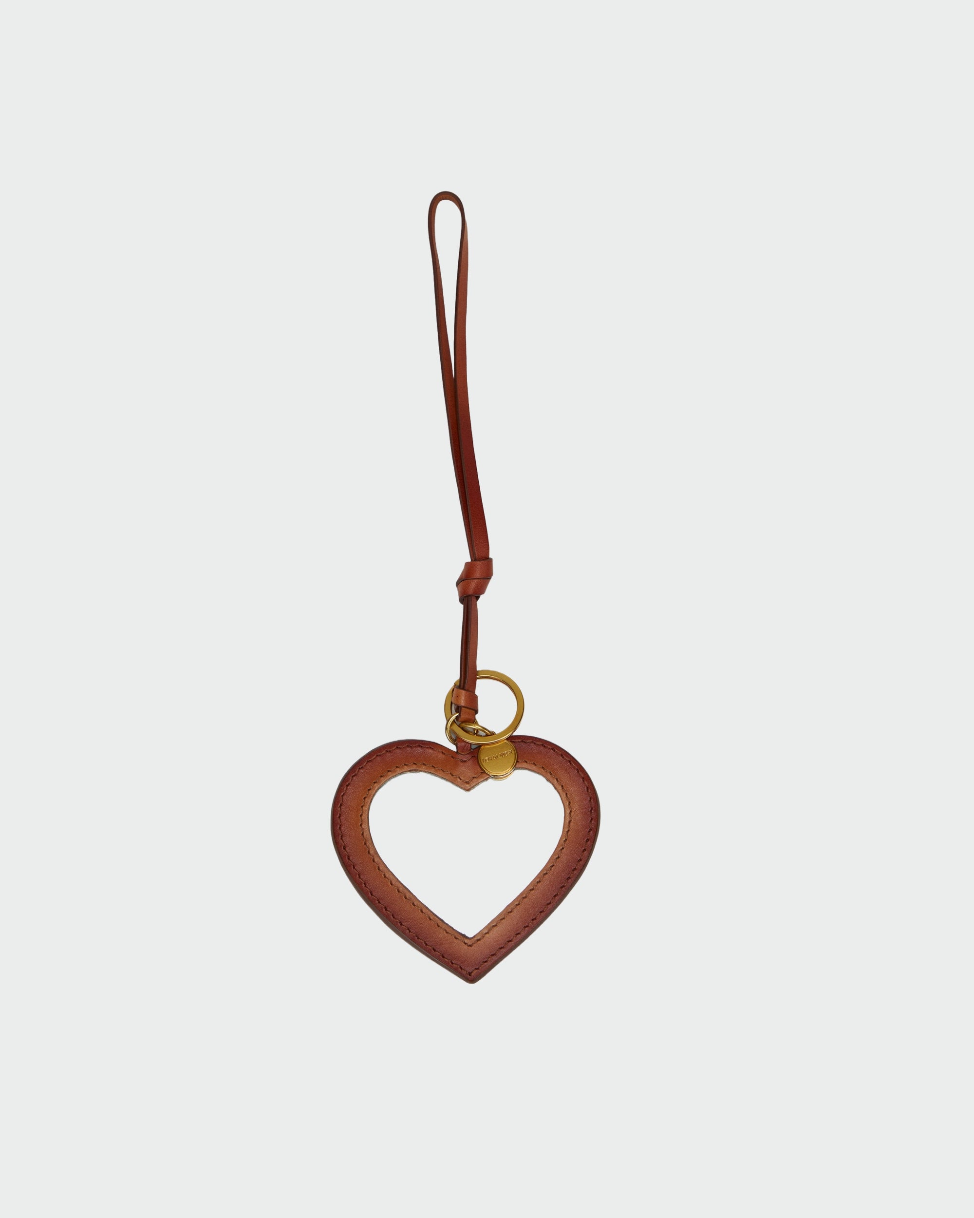 Heart Shape Bag Charm In Handtooled Leather
