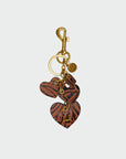 Heart Shape Keychain In Black & White Cowhide Leather