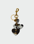 Heart Shape Keychain In Black & White Cowhide Leather