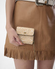 Sophia Card Holder In Hand Finished Embossed Leather - White