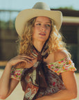 Daylight'S Ballet Silk Scarves With Handtooled Leather Slider - Bone & Saddle